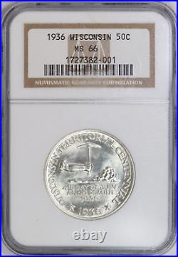 1936-P NGC 50C Silver Wisconsin Half Dollar Commemorative MS66 White Coin