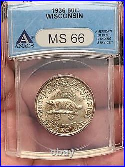 1936 P Silver Half Dollar Wisconsin NGC MS 66