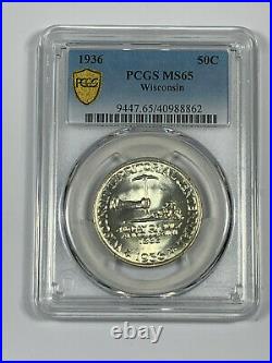 1936 PCGS MS65 Classic Commemorative Wisconsin Half Dollar-Really Nice Luster