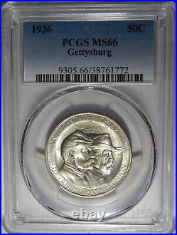1936 Pcgs Ms66 Gettysburg Half Dollar Silver Commemorative