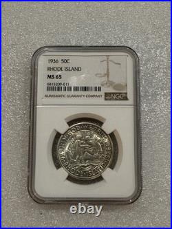 1936 RHODE ISLAND 50C Silver Commemorative Half Dollar NGC MS65 Uncirculated Gem