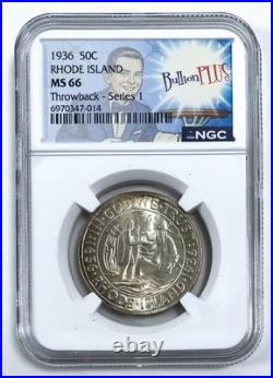 1936 Rhode Island 50C Silver Commemorative Half Dollar NGC MS66 THROWBACK SERIES