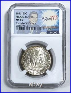 1936 Rhode Island 50C Silver Commemorative Half Dollar NGC MS66 THROWBACK SERIES