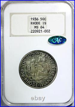 1936 Rhode Island Commemorative Half Dollar NGC MS-64 CAC Old Fatty