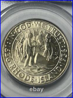 1936 Rhode Island Commemorative Silver Half Dollar PCGS MS65 CAC Green