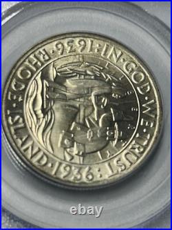 1936 Rhode Island Commemorative Silver Half Dollar PCGS MS65 CAC Green