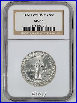 1936-S 50C Columbia Commemorative Half Dollar MS65 NGC 1818102-011