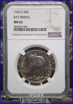 1936 S BAY BRIDGE Commemorative SILVER Half Dollar 50c NGC MS63 #003 ECC&C Inc