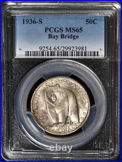 1936-S Bay Bridge Commem Half Dollar PCGS MS65 Great Eye Appeal Strong Strike