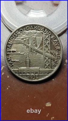 1936 S Bay Bridge Commemorative Silver Half Dollar 50C AU Lightly Cleaned W585