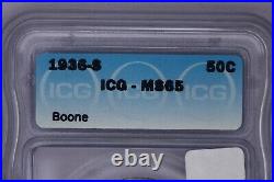 1936-S Boone Commemorative Half Dollar 50c ICG MS65