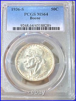 1936-S Boone Commemorative Half Dollar PCGS MS64 White Best Price on Ebay CHRC