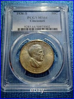 1936 S Cincinnati Commemorative Half Dollar PCGS MS64 Solid Original Luster