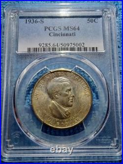 1936 S Cincinnati Commemorative Half Dollar PCGS MS64 Solid Original Luster