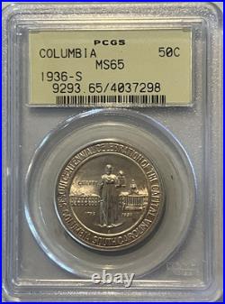 1936-S Columbia S. C. Sesquicentennial Commemorative Half Dollar. PCGS MS65