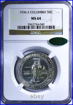 1936-S Columbia Silver Commemorative Half Dollar NGC MS-64 CAC