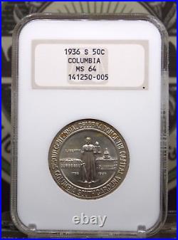 1936 S Commemorative COLUMBIA Half Dollar 50c NGC MS64 #005 Old FATTY Holder