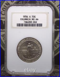 1936 S Commemorative COLUMBIA Half Dollar 50c NGC MS66 #002 Old FATTY Holder