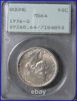 1936-S Daniel Boone Commemorative Silver Half Dollar PCGS MS 64 Rattler #520