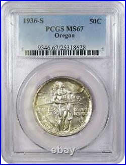 1936 S Oregon Trail Commemorative Half Dollar MS 67 PCGS 90% Silver 50c US Coin