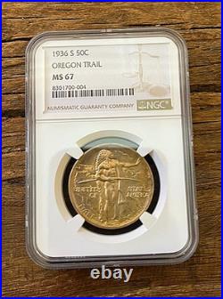 1936-S Oregon Trail Commemorative Silver Half Dollar NGC MS-67 Toned
