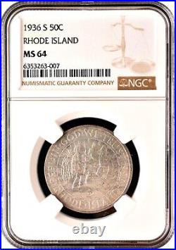 1936-S Rhode Island 50C Commemorative Half Dollar NGC MS64