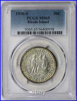 1936-S Rhode Island Tercentenary Half Dollar 50C PCGS MS 65 Silver