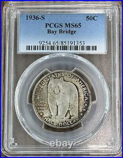 1936 S Silver Bay Bridge Commemorative Half Dollar PCGS MS65