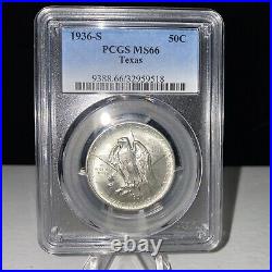 1936 S Texas Silver Commemorative Half Dollar Pcgs Ms66