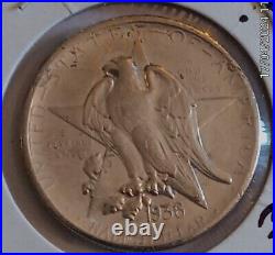 1936 Texas Commemorative Half Dollar, Superb Gem ++ 925 Holder & Chain