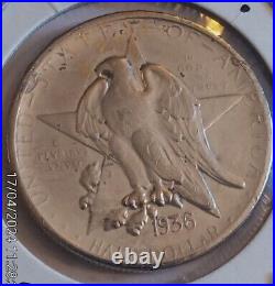 1936 Texas Commemorative Half Dollar, Superb Gem ++ 925 Holder & Chain