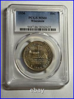 1936 Wisconsin Commemorative Half Dollar 50C PCGS MS66