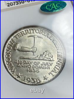 1936 Wisconsin Commemorative Silver Half Dollar 50C NGC MS 66 CAC Old Fatty Slab 1936 Wisconsin Commemorative Silver Half Dollar 50C NGC MS 66 CAC Old Fatty Slab