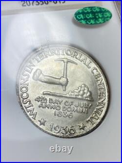 1936 Wisconsin Commemorative Silver Half Dollar 50C NGC MS 66 CAC Old Fatty Slab 1936 Wisconsin Commemorative Silver Half Dollar 50C NGC MS 66 CAC Old Fatty Slab