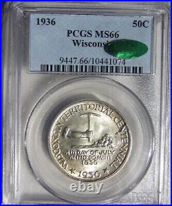 1936 Wisconsin Commemorative Silver Half Dollar 50c Pcgs Ms 66 Cac