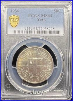 1936 York Commemorative Silver Half Dollar PCGS MS-64 Great Coin