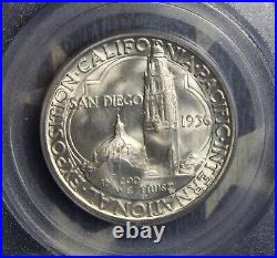 1936-d San Diego Silver Commemorative Half Dollar Pcgs Ms64 Cac Collector Coin