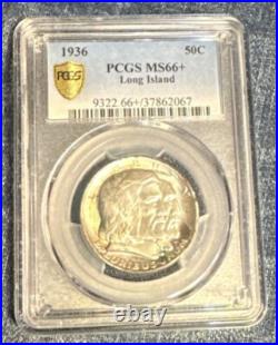 1936 long island tercentenary Silver Commemorative half dollar PCGS MS 66+ PQ