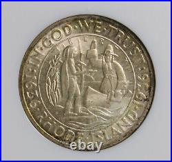 1936-s Rhode Island Silver Commemorative Half Dollar Ngc & Cac Ms 66 Coin