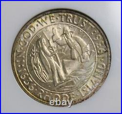 1936-s Rhode Island Silver Commemorative Half Dollar Ngc & Cac Ms 66 Coin