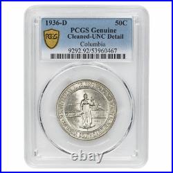 1936D Columbia Commemorative Half Dollar 50C PCGS Genuine Cleaned UNC Detail