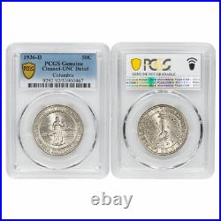 1936D Columbia Commemorative Half Dollar 50C PCGS Genuine Cleaned UNC Detail