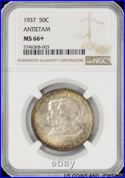 1937 Antietam Half Dollar Commemorative NGC MS66+ Golden Rim Toning
