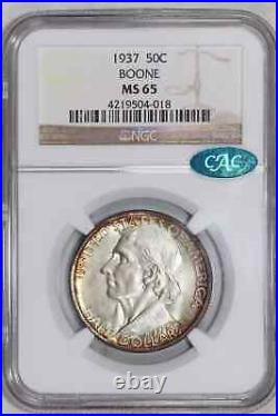1937 Boone Silver Commemorative Half Dollar Ngc Ms65 Cac Nice Color
