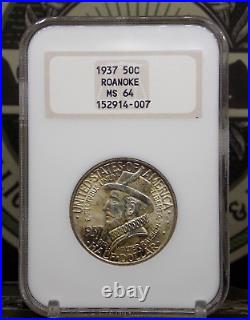 1937 Commemorative ROANOKE Silver Half Dollar 50c NGC MS64 #007 Old FATTY