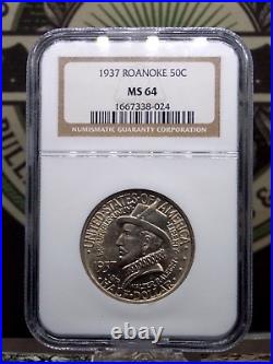 1937 Commemorative ROANOKE Silver Half Dollar 50c NGC MS64 #024 BU ECC&C, Inc