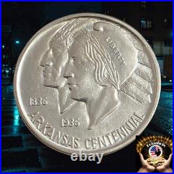 1937 D Arkansas Commemorative Half Dollar 50c Choice Gem AU Almost Uncirculated