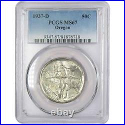 1937 D Oregon Trail Commemorative Half Dollar MS 67 PCGS 90% Silver 50c US Coin