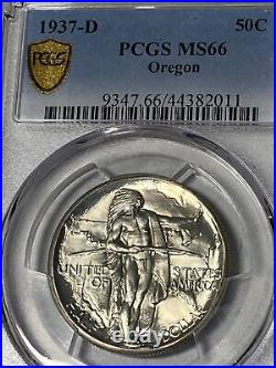 1937 D Oregon Trail Commemorative Half Dollar PCGS MS 66 Nice White Gold Label