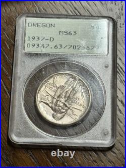 1937 D Oregon Trail Commemorative Half Dollar PCGS MS63 OGH RATTLER Coin (3422)